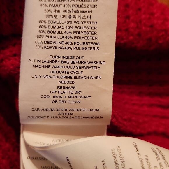 Michael Kors Preppy Waffle Knit Cowl Neck Tunic Sweater, Large, Red w/ Gold Logo - Picture 8 of 8